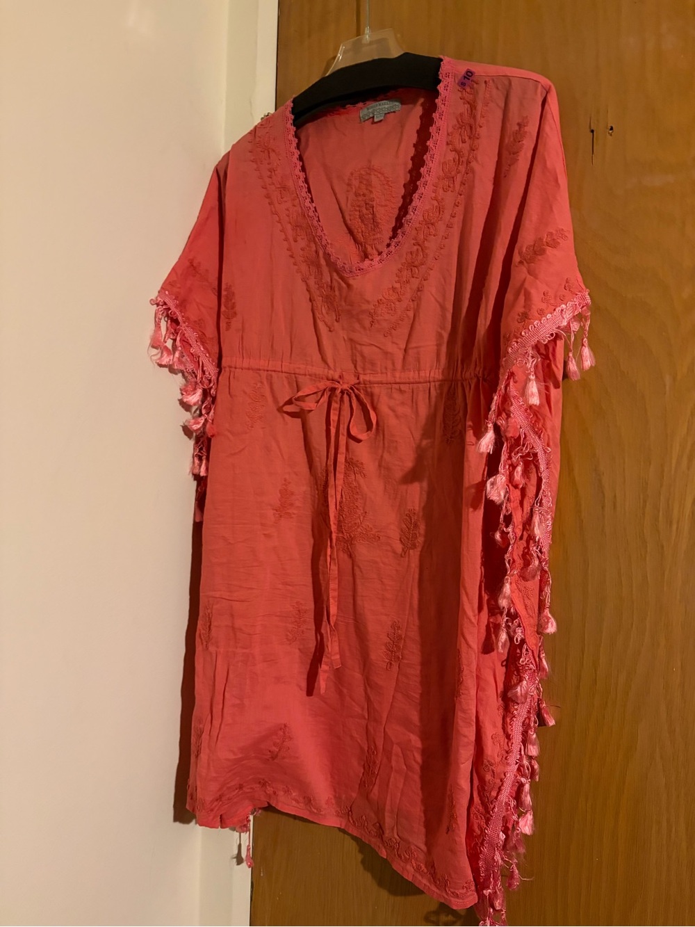Cost Plus World Market Coral Crochet-Trim V-Neck Tunic